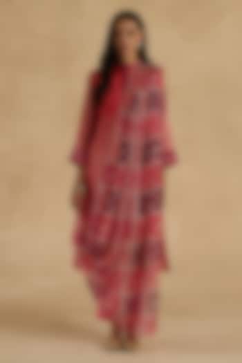Pink Zari Silk Bandhani Patchwork Kurta Set by Begum Pret at Pernia's Pop Up Shop