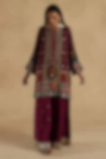 Multi-Colored Habutai Silk Zari Embroidered Party Wear Sharara Set by Begum Pret at Pernia's Pop Up Shop