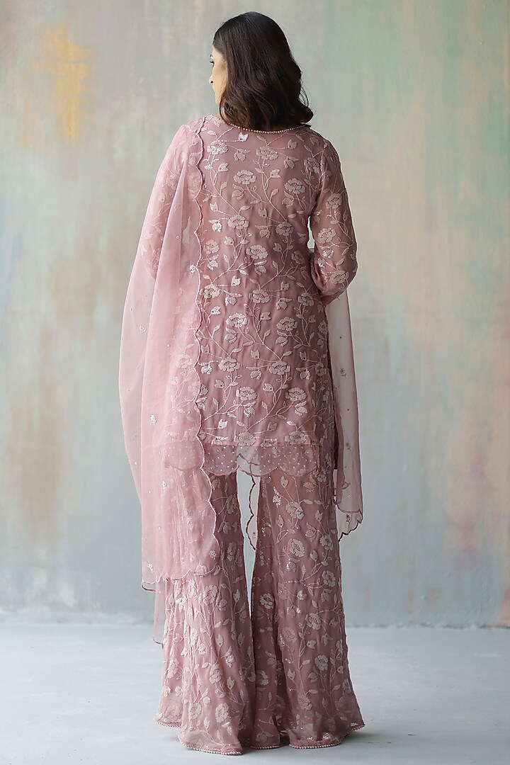 Plum Georgette Wedding Sharara Set by Begum Pret at Pernia's Pop Up Shop