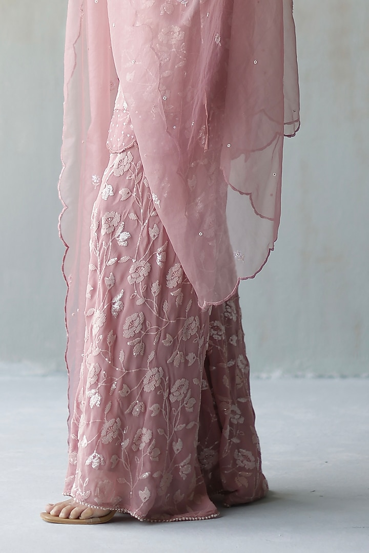 Plum Georgette Wedding Sharara Set by Begum Pret at Pernia's Pop Up Shop