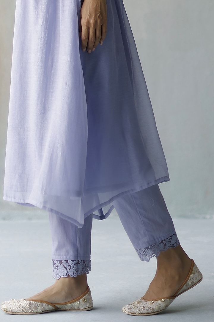 Periwinkle Chanderi Kurta Set by Begum Pret at Pernia's Pop Up Shop