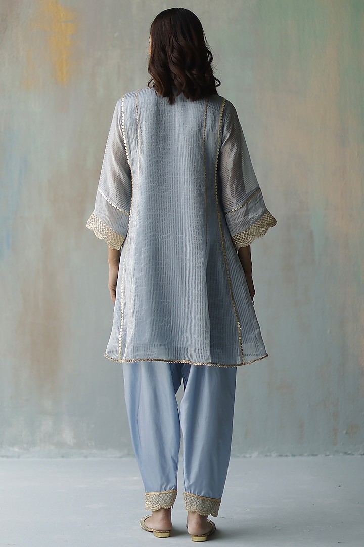 Aqua Blue Embroidered Kurta Set by Begum Pret at Pernia's Pop Up Shop