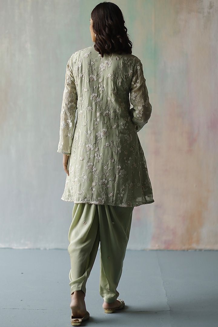 Green Georgette Dhoti Set by Begum Pret at Pernia's Pop Up Shop