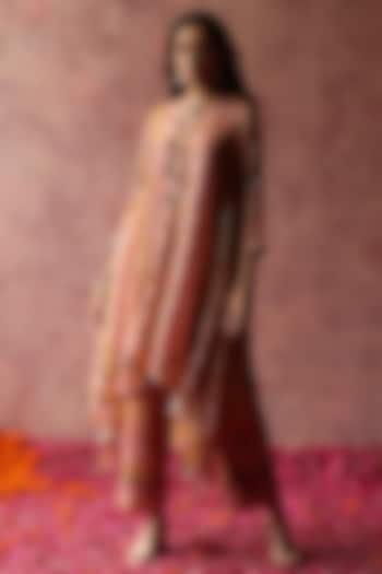 Mustard Georgette Embellished Kurta Set by Begum Pret
