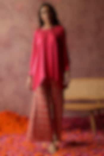Fuchsia Satin Embroidered Co-Ord Set by Begum Pret at Pernia's Pop Up Shop