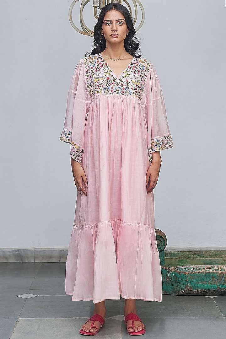 Blush Pink Embroidered Dress by Begum Pret