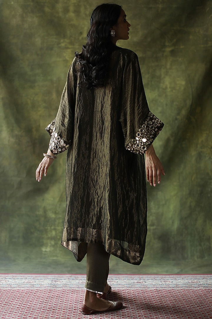 Olive Green Embellished Kaftan Set by Begum Pret at Pernia's Pop Up Shop
