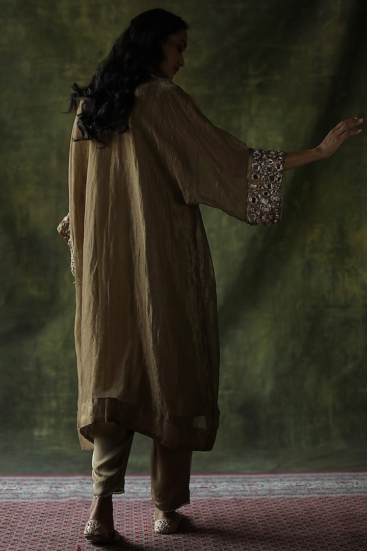 Beige Embellished Kaftan Set by Begum Pret at Pernia's Pop Up Shop