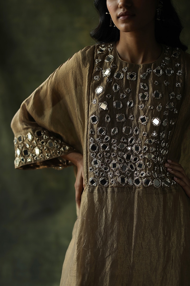 Beige Embellished Kaftan Set by Begum Pret at Pernia's Pop Up Shop