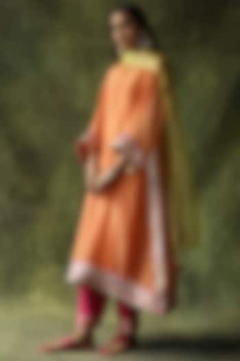 Burnt Orange Embroidered Kurta Set by Begum Pret