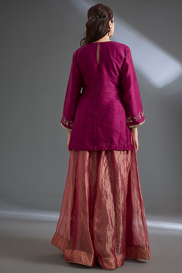 Magenta Silk Tissue Wedding Sharara Set by Begum Pret at Pernia's Pop Up Shop