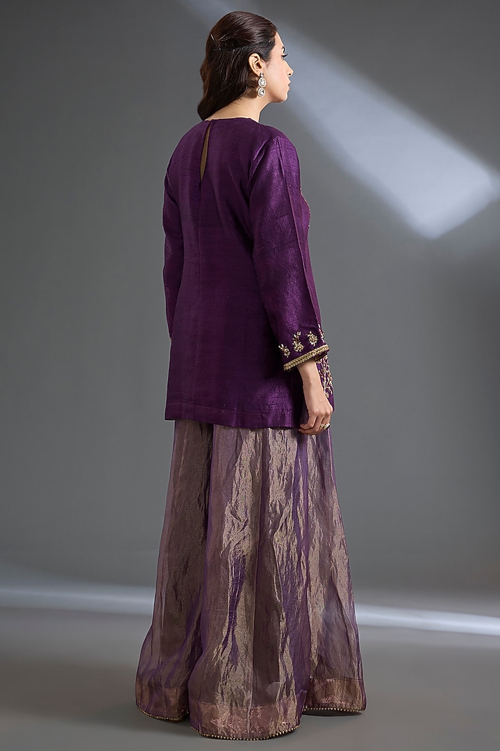 Purple Silk Tissue Wedding Sharara Set by Begum Pret at Pernia's Pop Up Shop