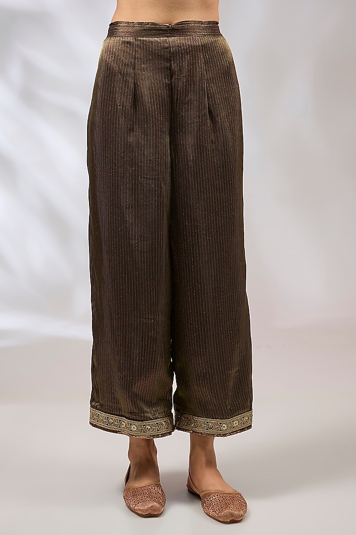 Steel Blue Dola Silk Zardosi Work Kurta Set by Begum Pret at Pernia's Pop Up Shop
