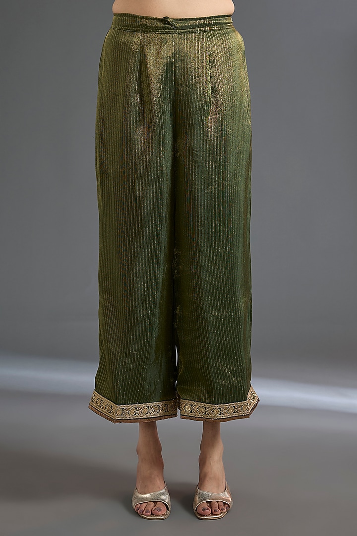 Bottle Green Dola Silk Sequins Work Kurta Set by Begum Pret at Pernia's Pop Up Shop