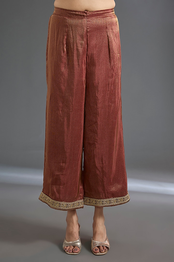 Burnt Orange Dola Silk Sequins Work Kurta Set by Begum Pret at Pernia's Pop Up Shop