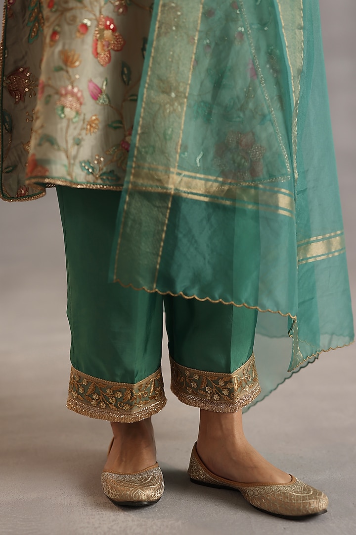 Multi-Colored Habutai Silk Sequins Handwork Kurta Set by Begum Pret at Pernia's Pop Up Shop