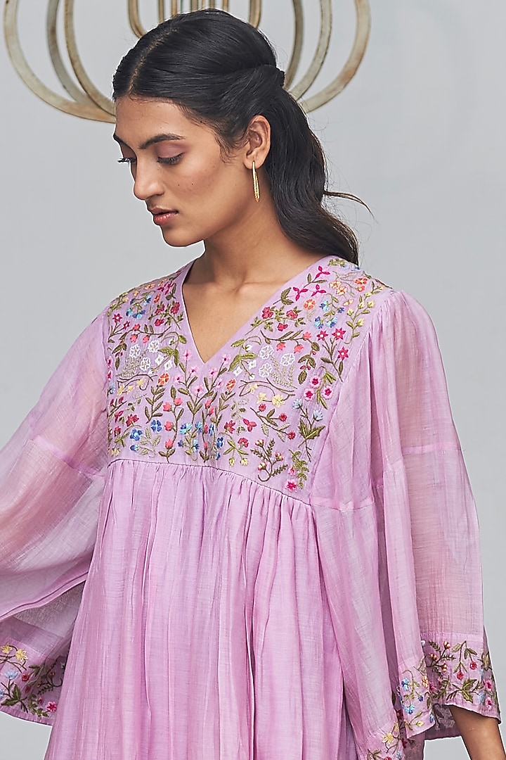 Lilac Embroidered Summer Dress by Begum Pret at Pernia's Pop Up Shop