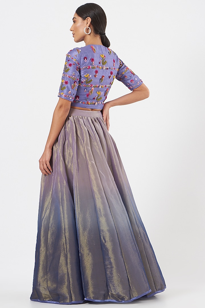Periwinkle Blue Embroidered Wedding Lehenga Set by Begum Pret at Pernia's Pop Up Shop