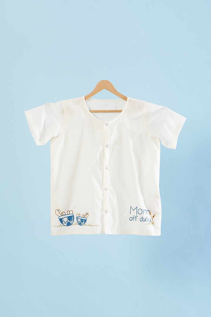 White Cotton Printed Shirts (Set of 3) by Bhaakur at Pernia's Pop Up Shop
