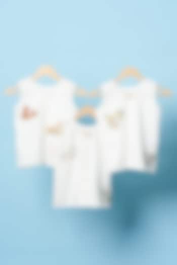 White Organic Cotton Printed Shirts (Set of 3) by Bhaakur