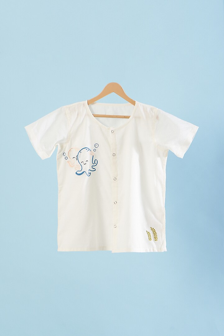 White Organic Cotton Shirts (Set of 2) by Bhaakur at Pernia's Pop Up Shop