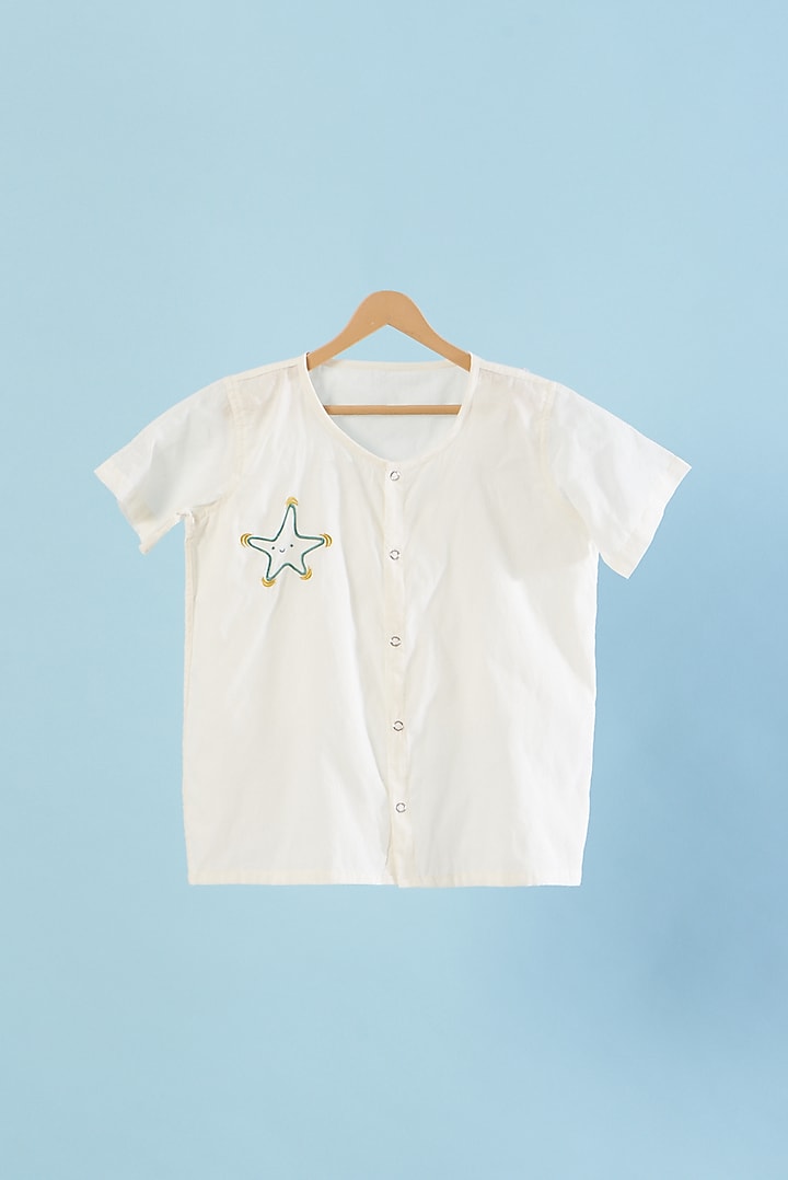 White Cotton Printed Shirts (Set of 2) by Bhaakur at Pernia's Pop Up Shop
