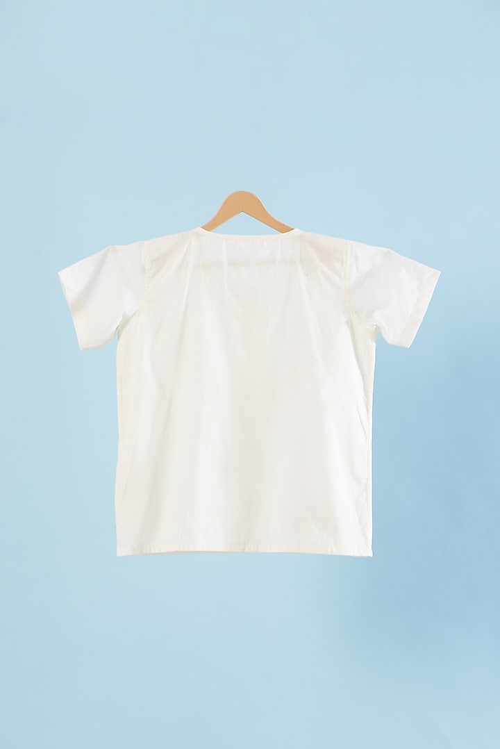White Organic Cotton Embroidered Shirts (Set of 5) by Bhaakur at Pernia's Pop Up Shop