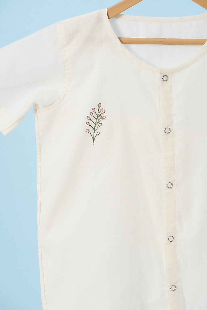 White Organic Cotton Embroidered Shirts (Set of 5) by Bhaakur at Pernia's Pop Up Shop