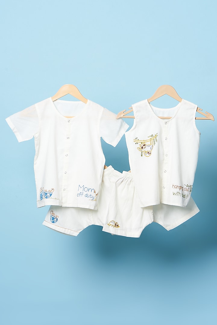 White Organic Cotton Co-Ord Set (Set of 2) by Bhaakur at Pernia's Pop Up Shop