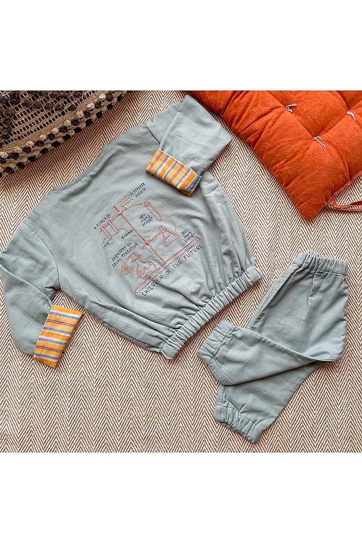 Blue Pure Cotton Pant Set by Bhaakur at Pernia's Pop Up Shop