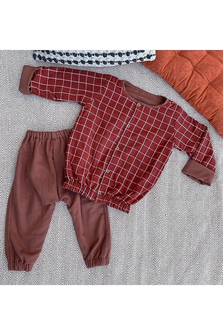 Brown Pure Cotton Pant Set by Bhaakur at Pernia's Pop Up Shop