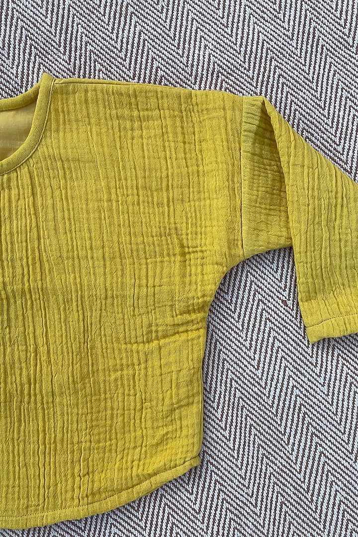Yellow Crinkled Muslin Pant Set by Bhaakur at Pernia's Pop Up Shop