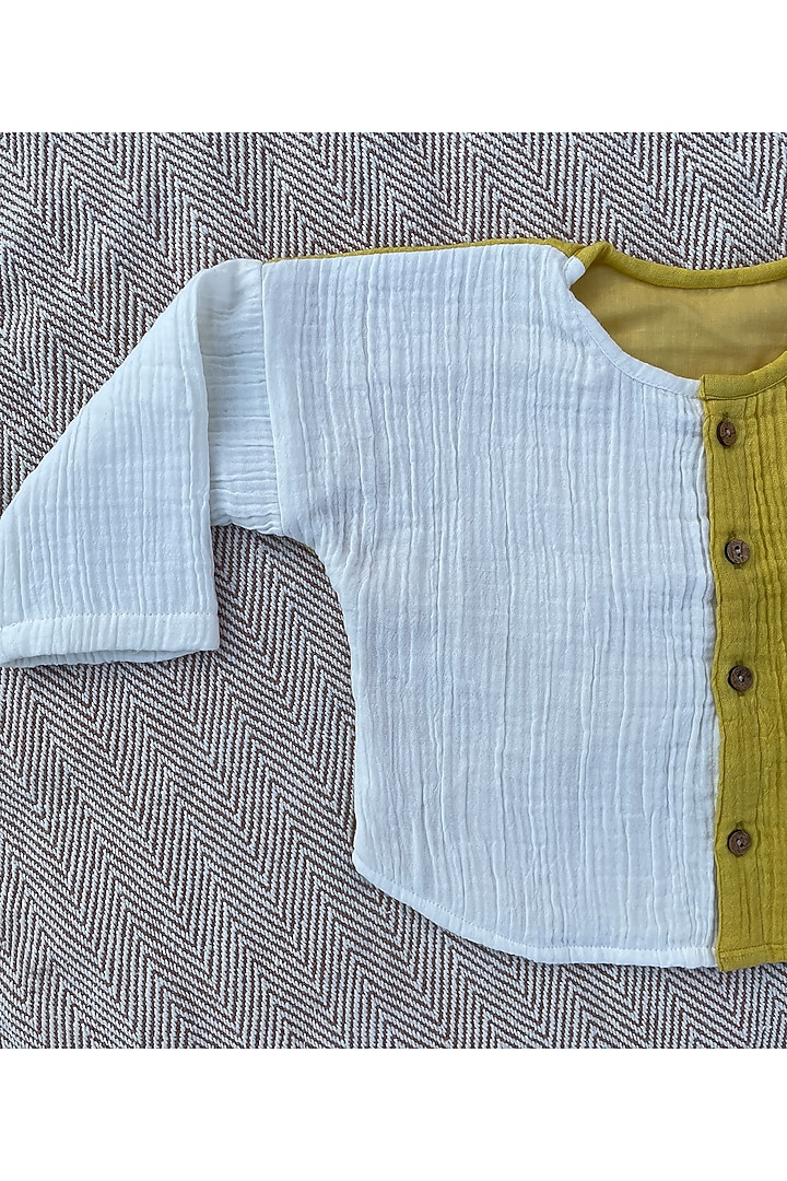 Yellow Crinkled Muslin Pant Set by Bhaakur at Pernia's Pop Up Shop