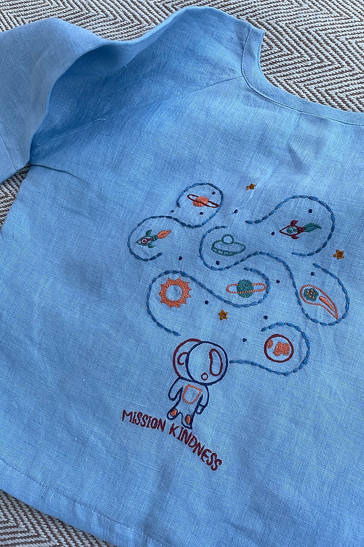 Light Blue Linen Pant Set by Bhaakur at Pernia's Pop Up Shop