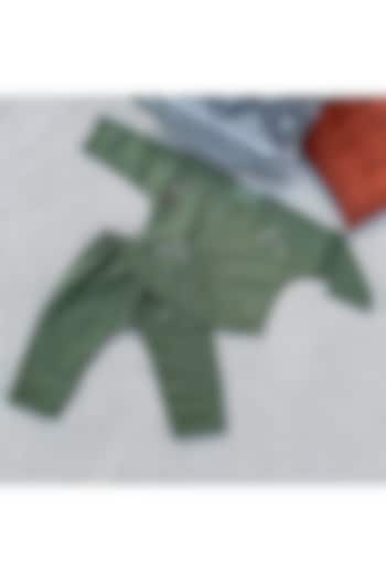 Green Cotton Flex Pant Set by Bhaakur