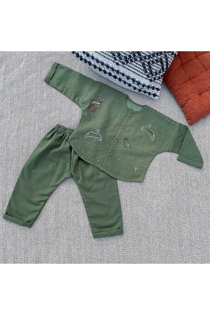 Green Cotton Flex Pant Set by Bhaakur at Pernia's Pop Up Shop