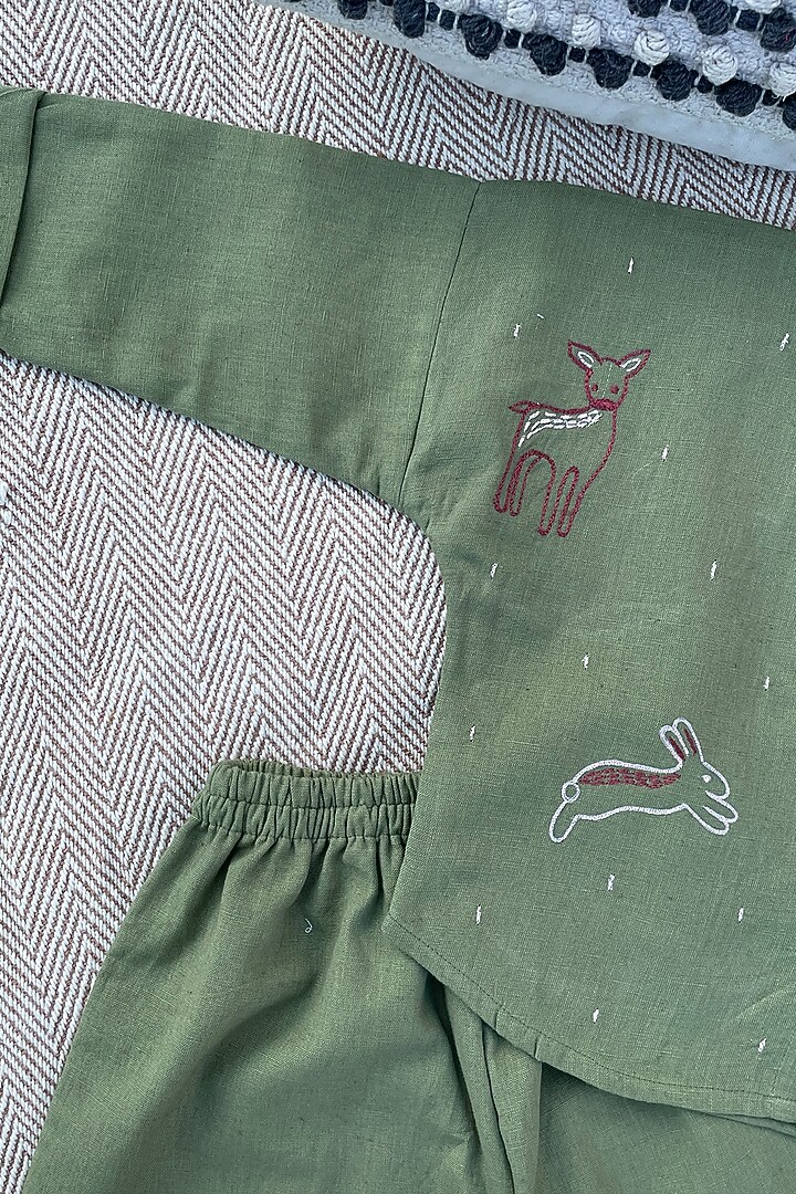 Green Cotton Flex Pant Set by Bhaakur at Pernia's Pop Up Shop