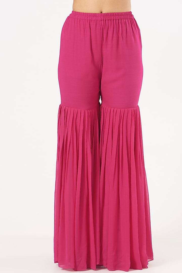 Pink Georgette Gharara Set by Bharat Adiani at Pernia's Pop Up Shop