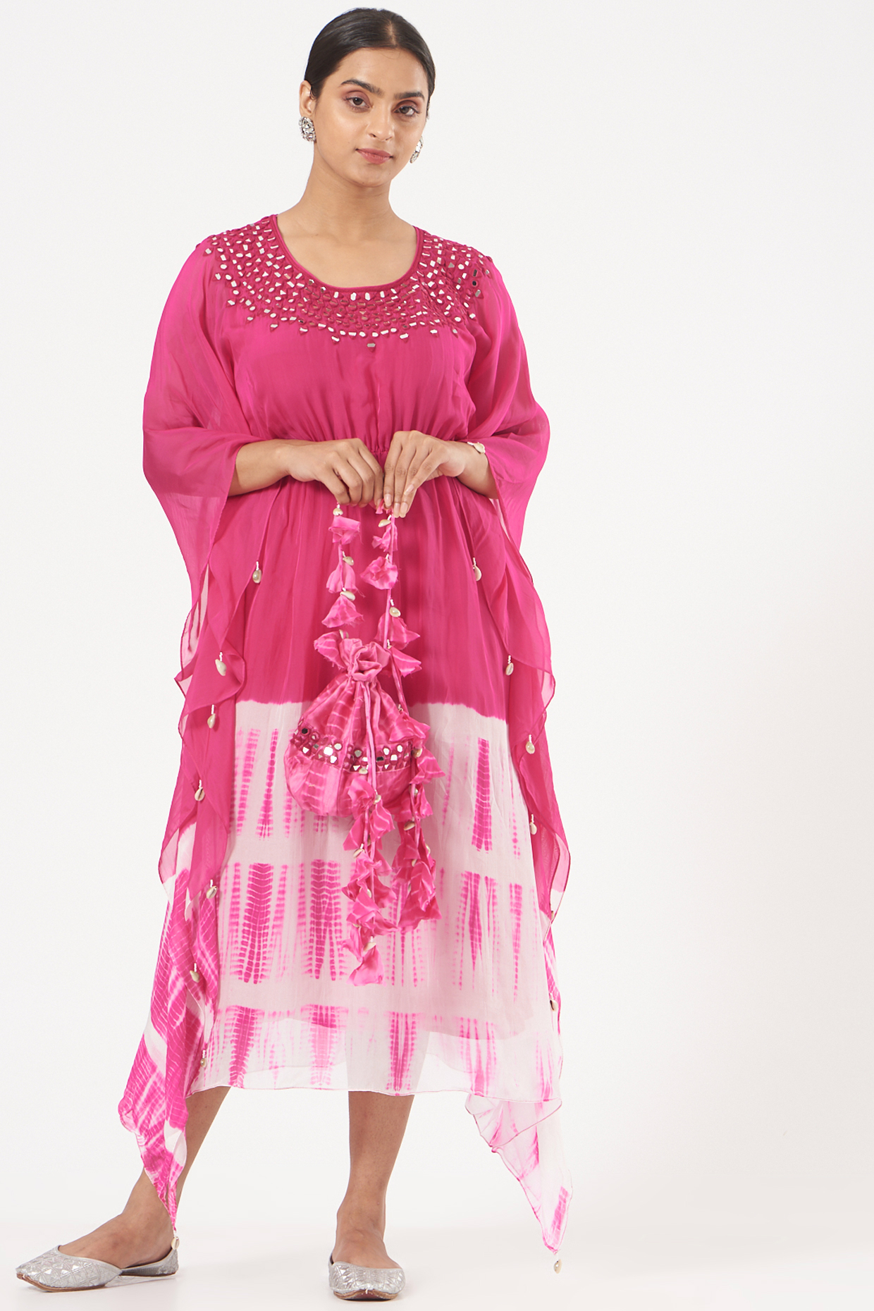 Pink Embroidered Kaftan by Bharat Adiani