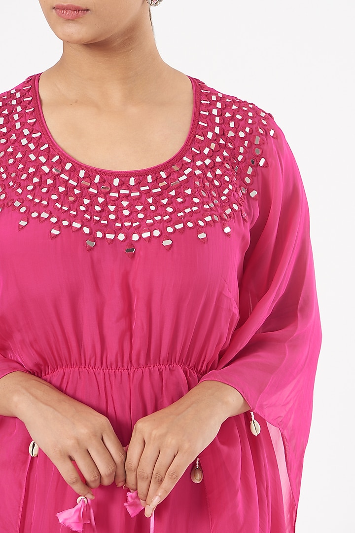 Pink Embroidered Kaftan by Bharat Adiani at Pernia's Pop Up Shop