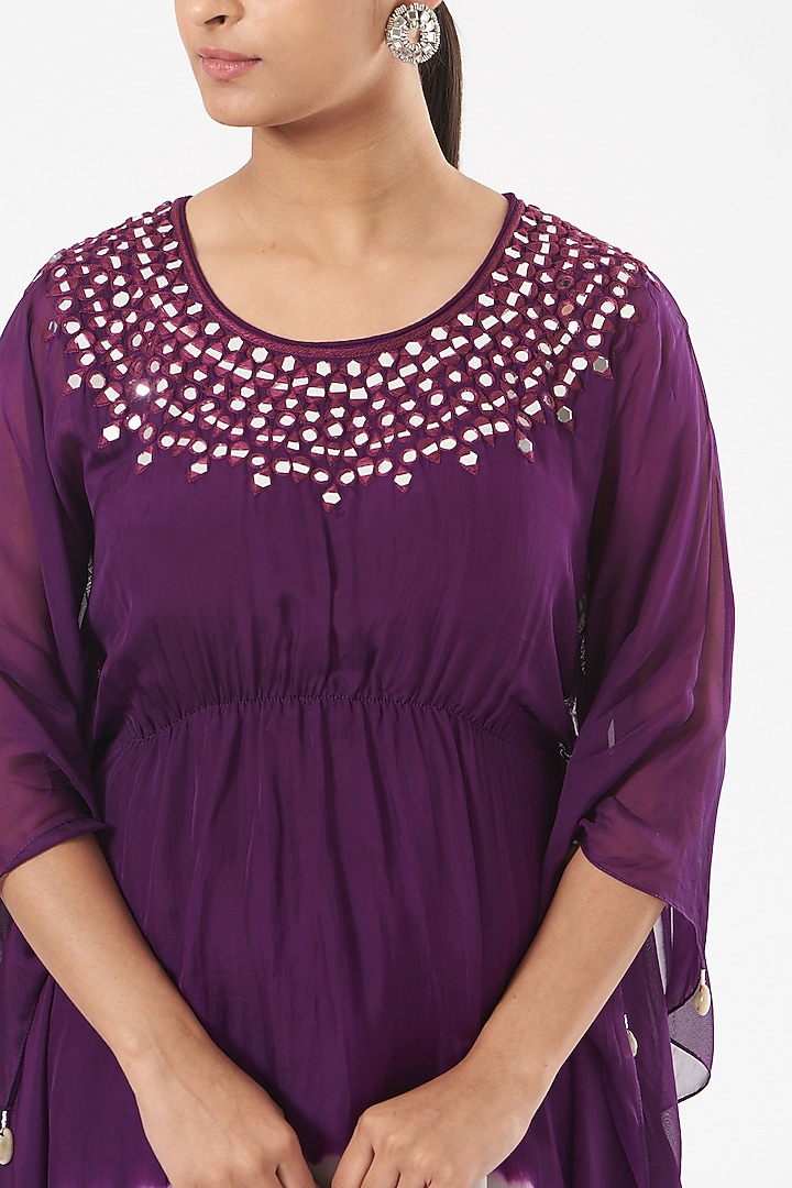 Purple Embroidered Kaftan by Bharat Adiani at Pernia's Pop Up Shop
