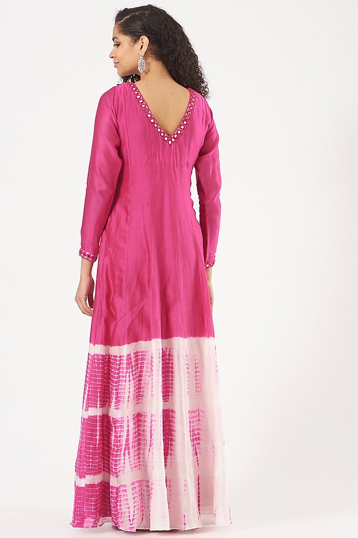 Pink Embroidered Party Wear Anarkali Set by Bharat Adiani at Pernia's Pop Up Shop