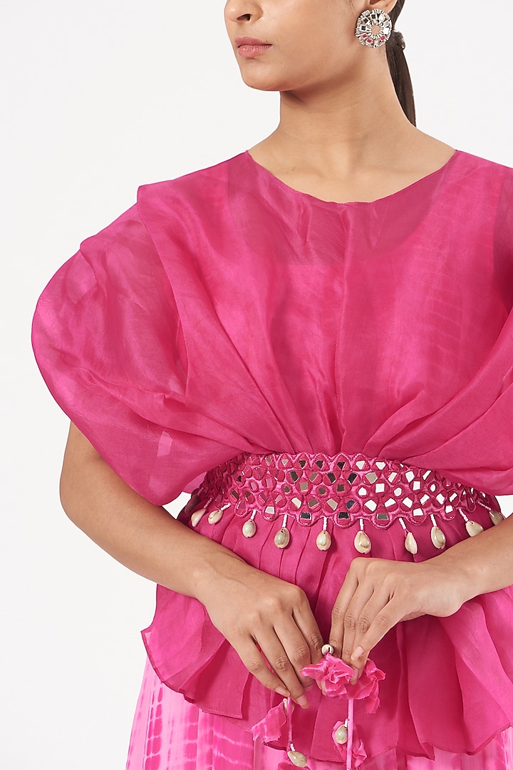 Pink Georgette Party Wear Gown With Jacket by Bharat Adiani at Pernia's Pop Up Shop