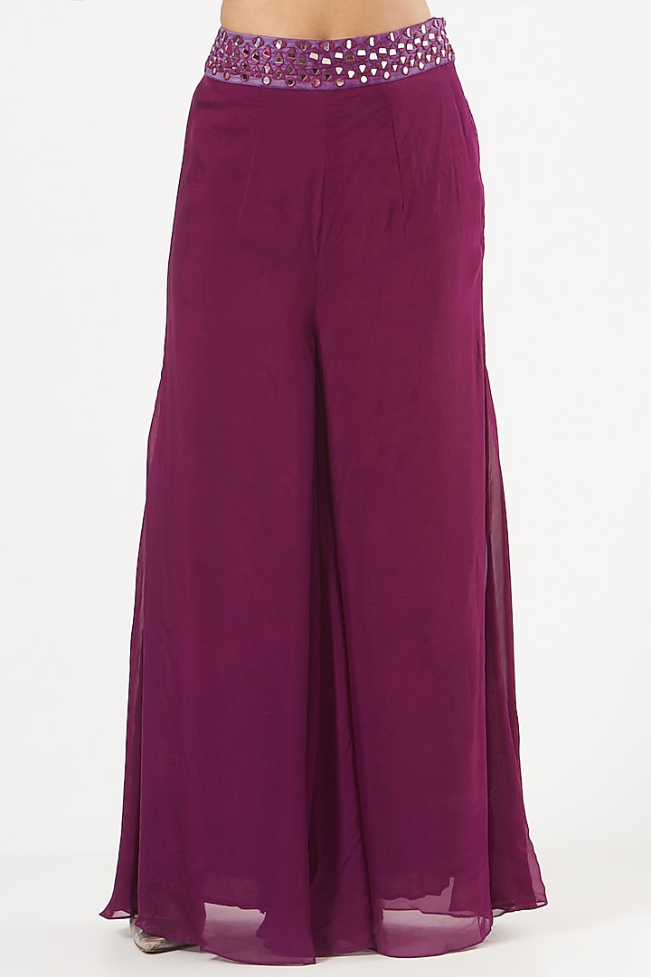 Purple Organza Pant Set With Cape by Bharat Adiani at Pernia's Pop Up Shop