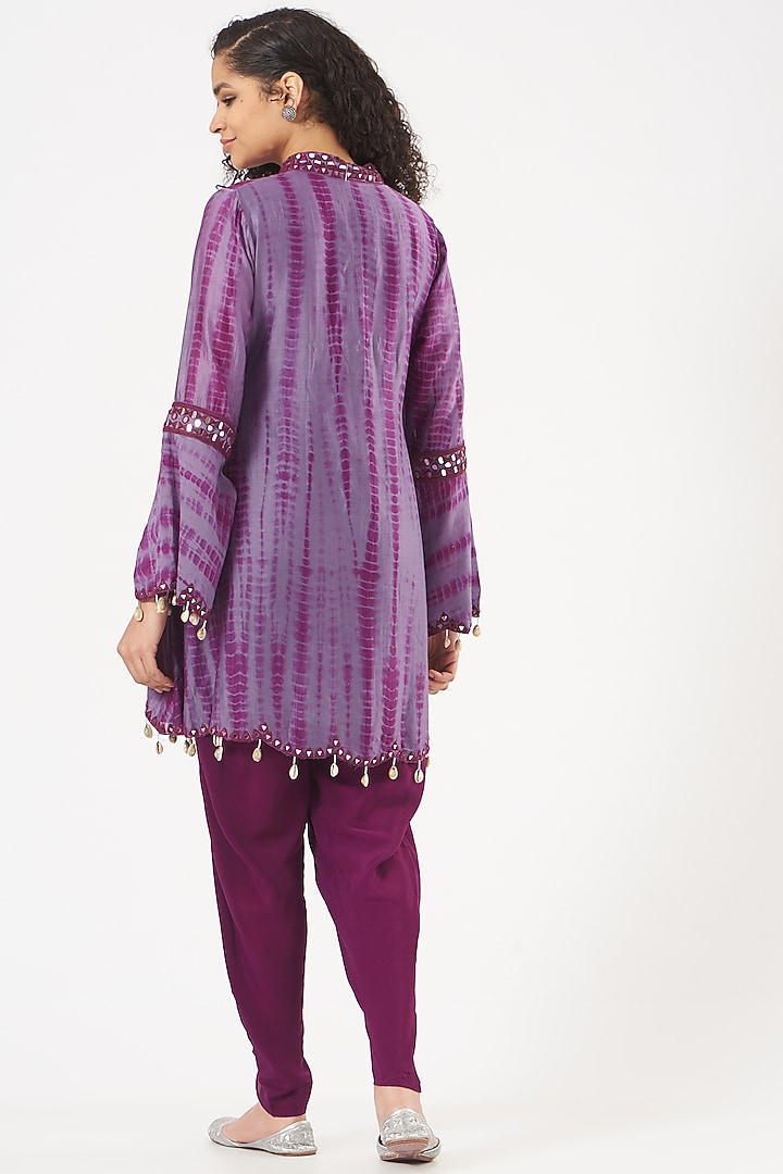 Purple Crepe Dhoti Set by Bharat Adiani at Pernia's Pop Up Shop