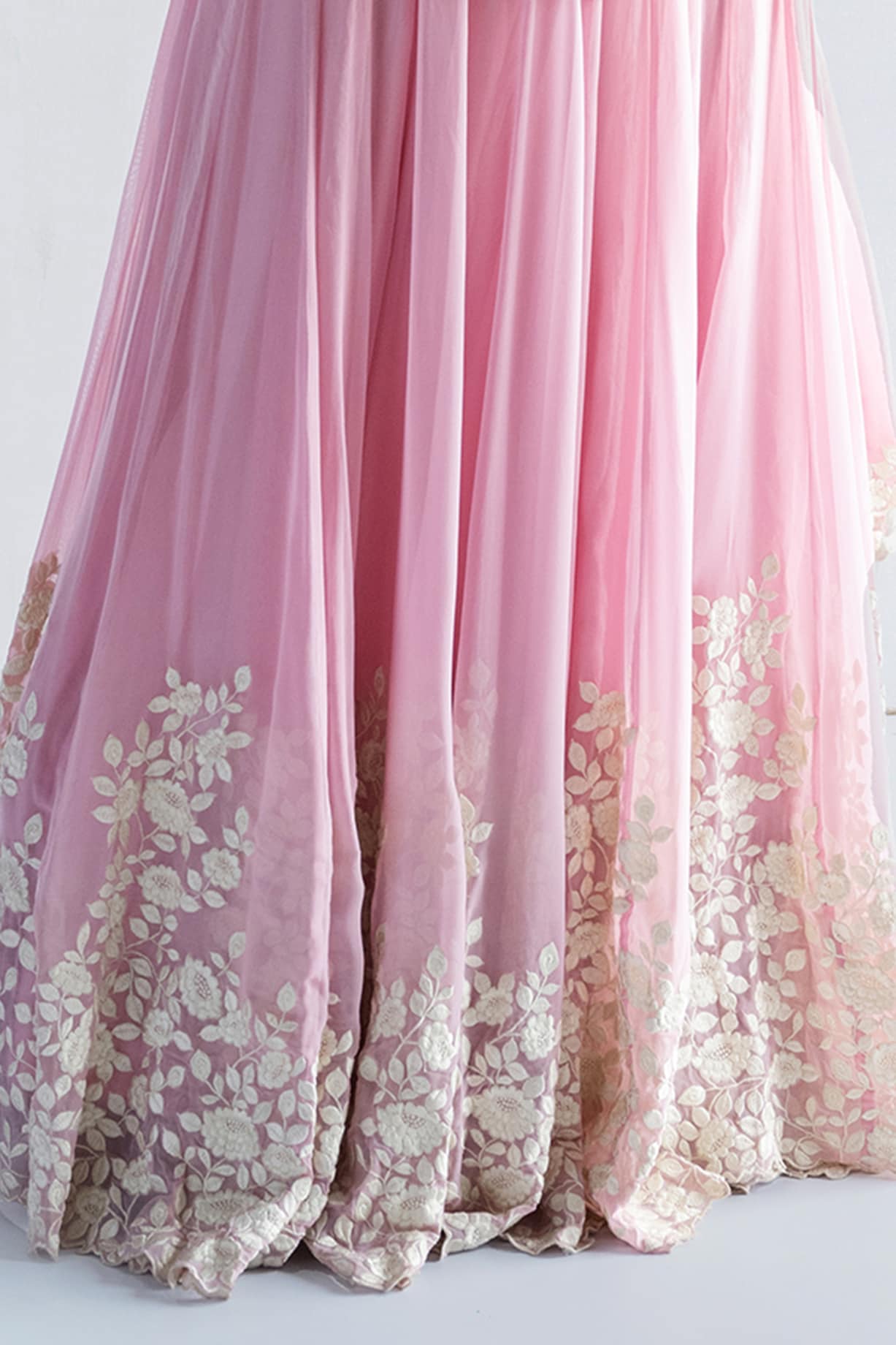 Dyeable Pure Georgette Crystal Pipe Hand Embroidered Anarkali