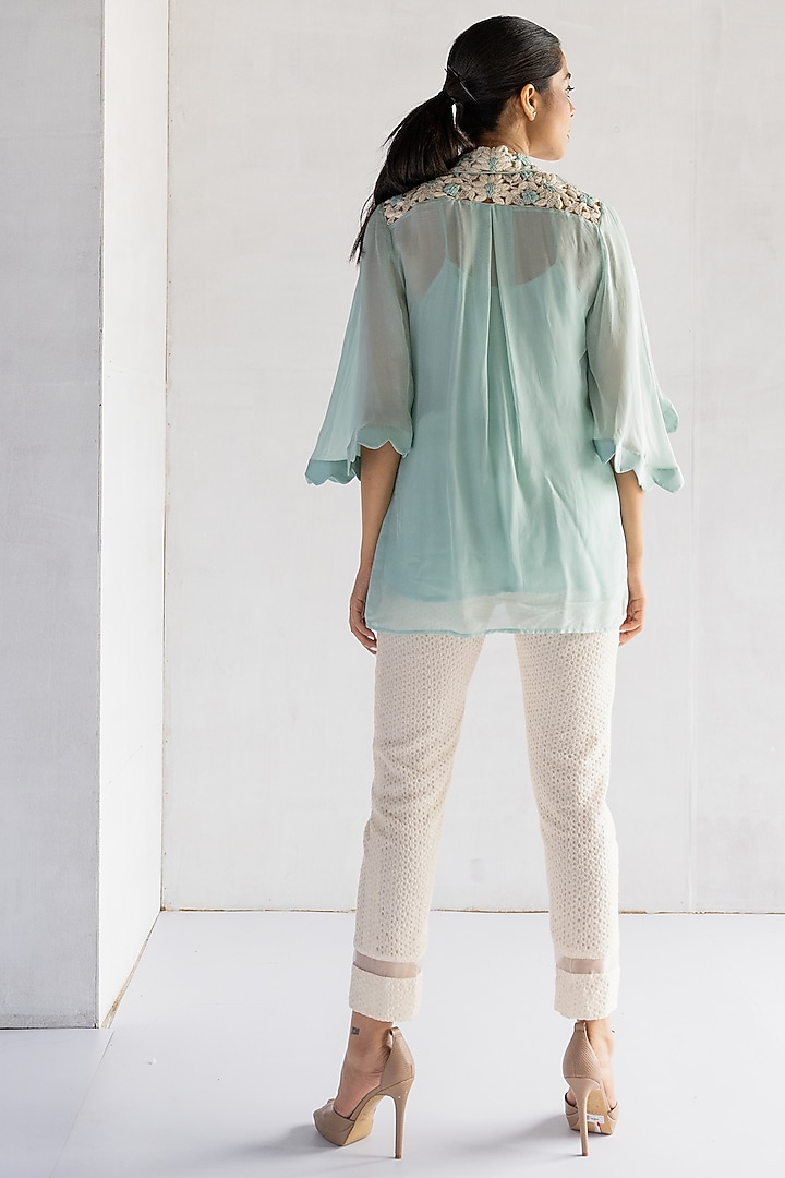 White Crochet Pant Set by Bharat Adiani at Pernia's Pop Up Shop
