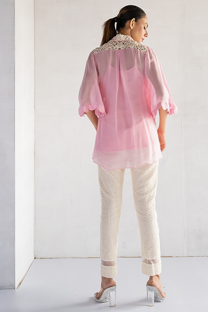 White Crochet Pant Set by Bharat Adiani at Pernia's Pop Up Shop