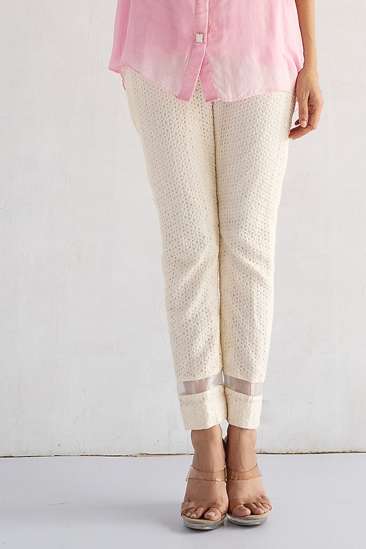 White Crochet Pant Set by Bharat Adiani at Pernia's Pop Up Shop