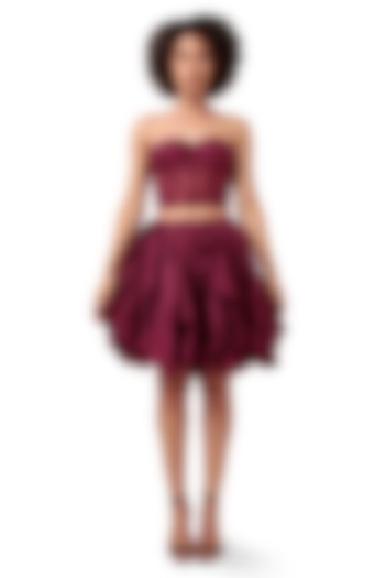 Purple Silk & Tulle Bubble Skirt Set by Bharat Adiani at Pernia's Pop Up Shop